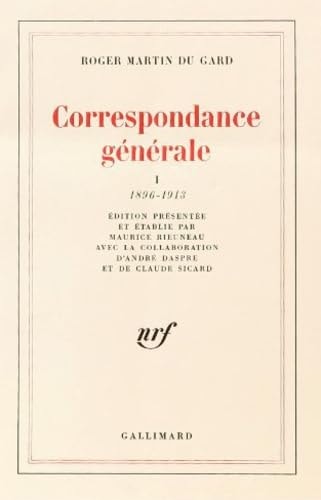CORRESPONDANCE GENERALE, de Martin du Gard | portada del libro