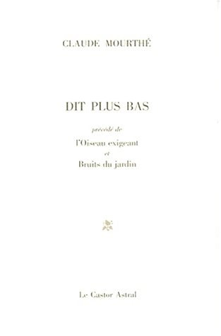 DIT PLUS BAS, de Mourthé | portada del libro