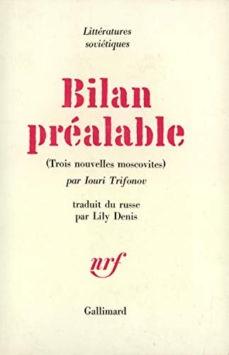BILAN PREALABLE, de Trifonov | portada del libro