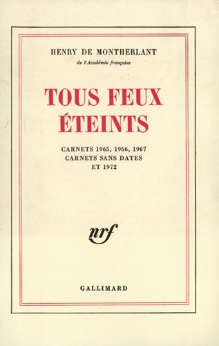 TOUS FEUX ETEINTS, de Montherlant | portada del libro