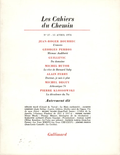 LES CAHIERS DU CHEMIN 27 15 AVRIL 1976, de Collectifs | portada del libro