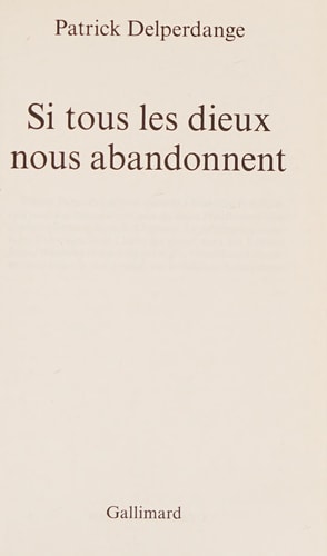 SI TOUS LES DIEUX NOUS ABA, de Patrick Delperdange | portada del libro