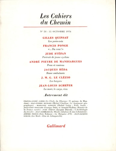 LES CAHIERS DU CHEMIN 28 15 OCTOBRE 1976, de Collectifs | portada del libro