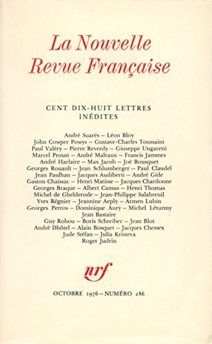 LA N.R.F. OCTOBRE 1976 CENT DIX-HUIT LETTRES INEDITES, de Collectifs | portada del libro