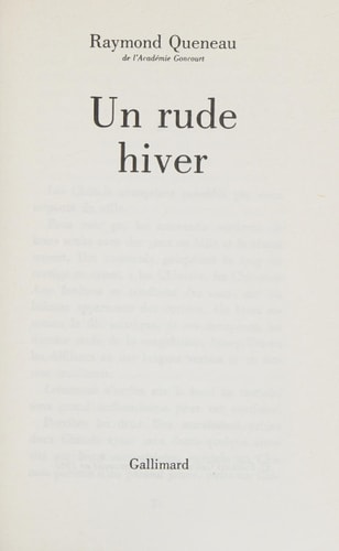 UN RUDE HIVER, de Queneau | portada del libro