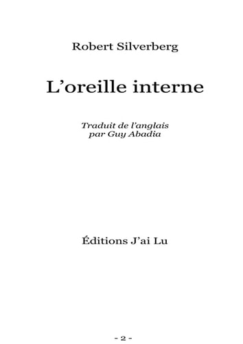 L'OREILLE INTERNE, de Robert Silverberg | portada del libro