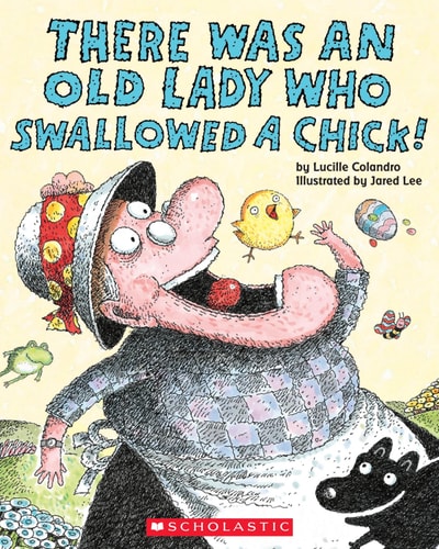THERE WAS AN OLD LADY WHO SWALLOWED A CHICK AUD, de Lucille Colandro | portada del libro