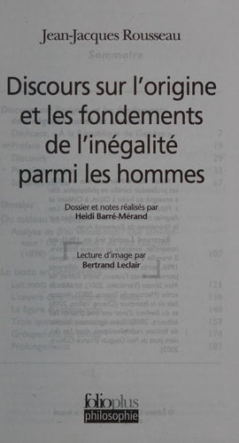 DISCOURS SUR L'ORIGINE ET LES FONDEMENTS DE L'INEGALITE PARM, de Jean-Jacques Rousseau | portada del libro