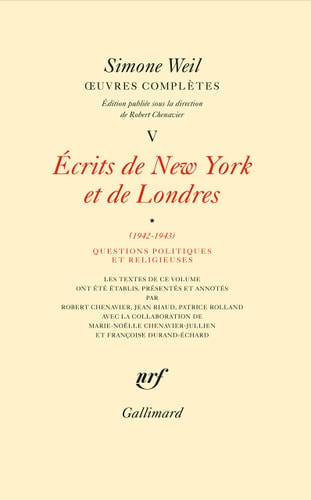 OEUVRES COMPLETES T5-1, de Simone Weil | portada del libro
