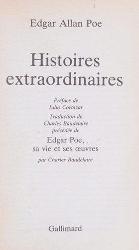 HISTOIRES EXTRAORDINAIRES, de Edgar Allan Poe | portada del libro