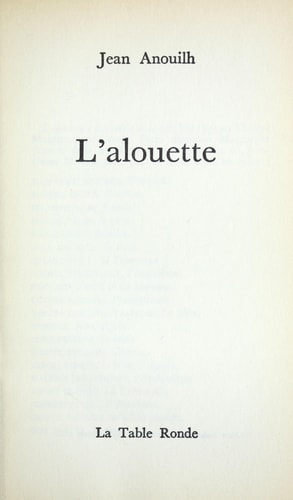 L'Alouette, de Jean Anouilh | portada del libro