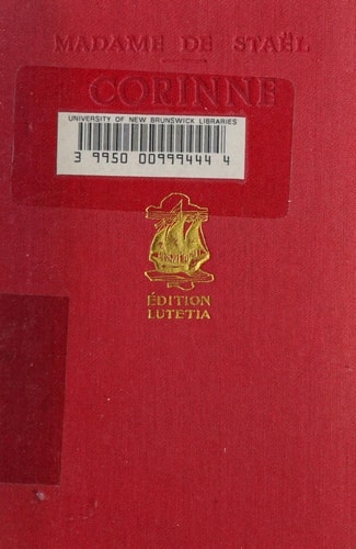 CORINNE OU L'ITALIE, de Madame de Staël | portada del libro