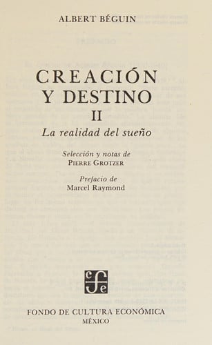 CREACION Y DESTINO II, de BEGUIN | portada del libro