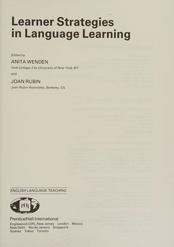 LEARNER STRATEGIES LANGUAGE LEARNING, de WENDEN | portada del libro