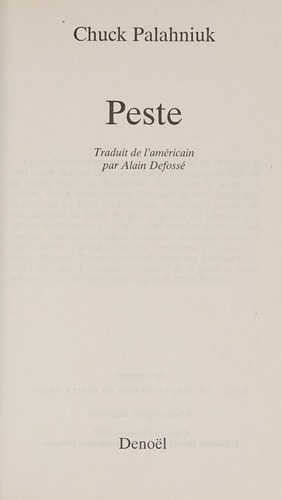 PESTE, de Chuck Palahniuk | portada del libro