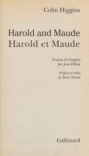 HAROLD ET MAUDE/ HAROLD AND MAUDE, de Colin Higgins | portada del libro