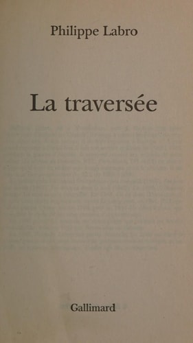 LA TRAVERSEE, de Philippe Labro | portada del libro