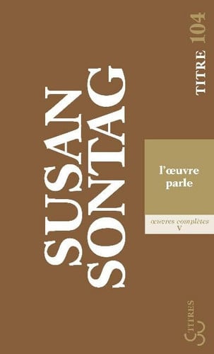 L'OEUVRE PARLE, de SONTAG SUSAN | portada del libro