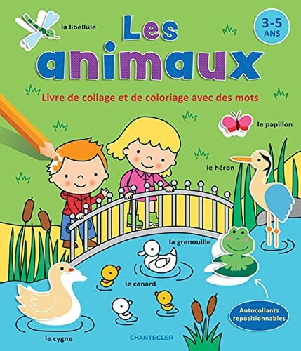 LES ANIMAUX -LIVRE DE COLLAGE ET DE COLORIAGE AVEC DES MOTS, de COLLECTIF HANS- | portada del libro