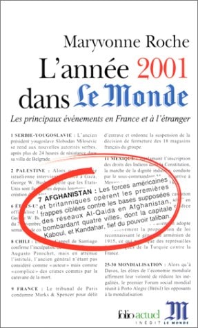 L'ANNEE 2001 DANS LE MONDE, de Maryvonne Roche | portada del libro