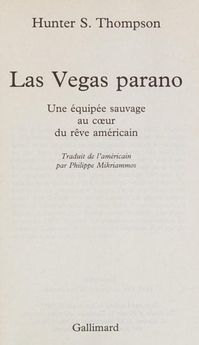 LAS VEGAS PARANO, de Hunter S. Thompson | portada del libro