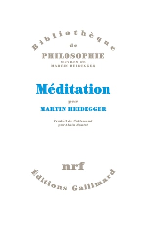 MEDITATION, de Martin Heidegger | portada del libro