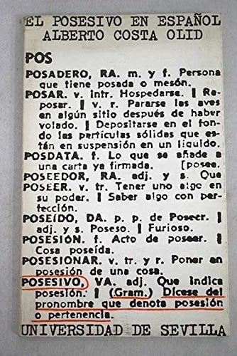 EL POSESIVO EN ESPAÑOL, de SIN AUTOR | portada del libro