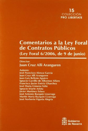 Comentarios a la Ley foral de contratos públicos, de Alenza García | portada del libro