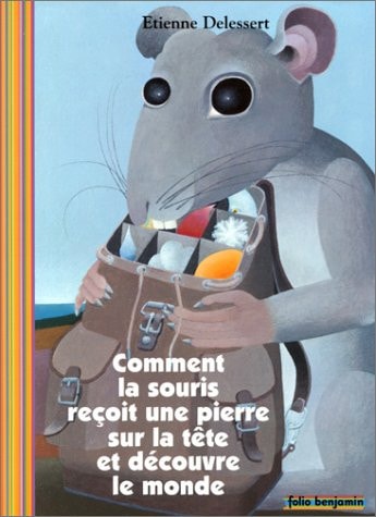 COMMENT LA SOURIS RECOIT UNE PIERRE SUR LA TETE ET DECOUVRE, de Étienne Delessert | portada del libro