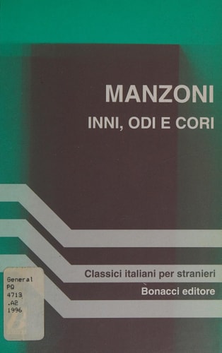 INNI ODI E CORIMANZONI, de Alessandro Manzoni | portada del libro