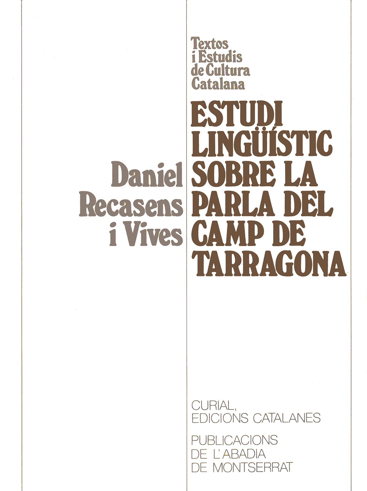 Estudi lingüístic sobre la parla del Camp de Tarragona, de Recasens i Vives | portada del libro