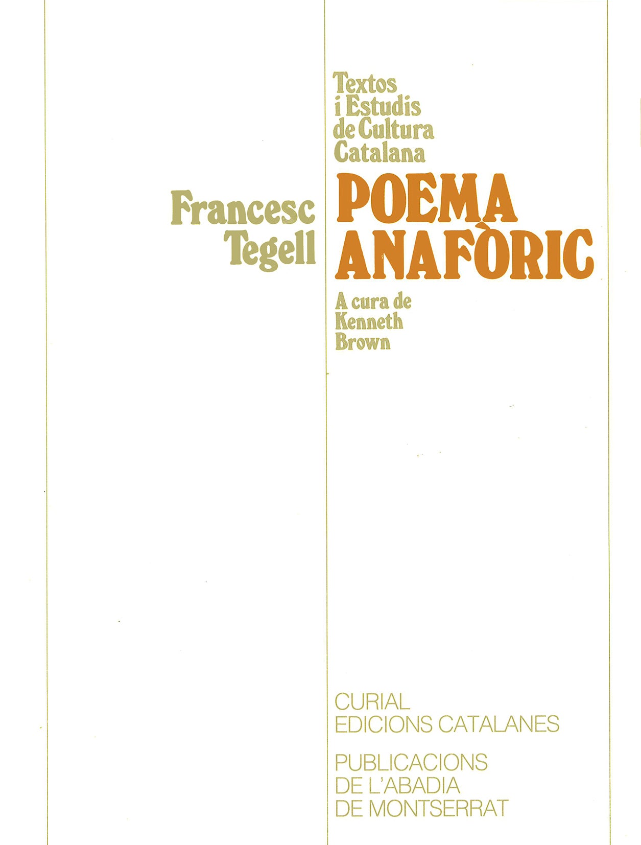 Poema anafòric, de Tegell | portada del libro
