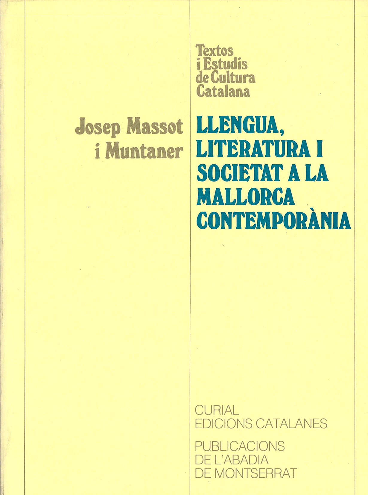 Llengua, literatura i societat a la Mallorca contemporània, de Massot i Muntaner | portada del libro