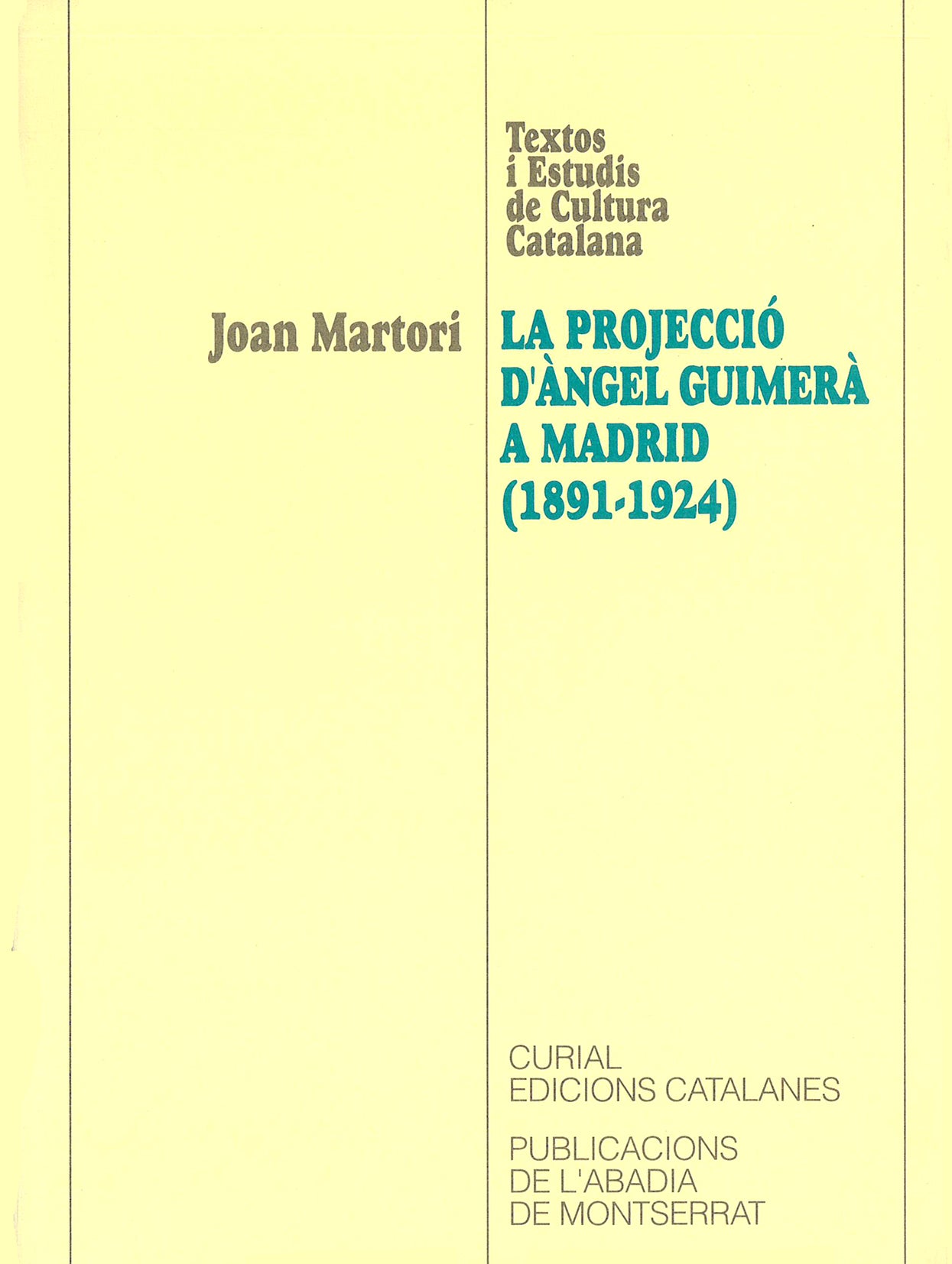 La projecció d'Àngel Guimerà a Madrid, de Martori | portada del libro