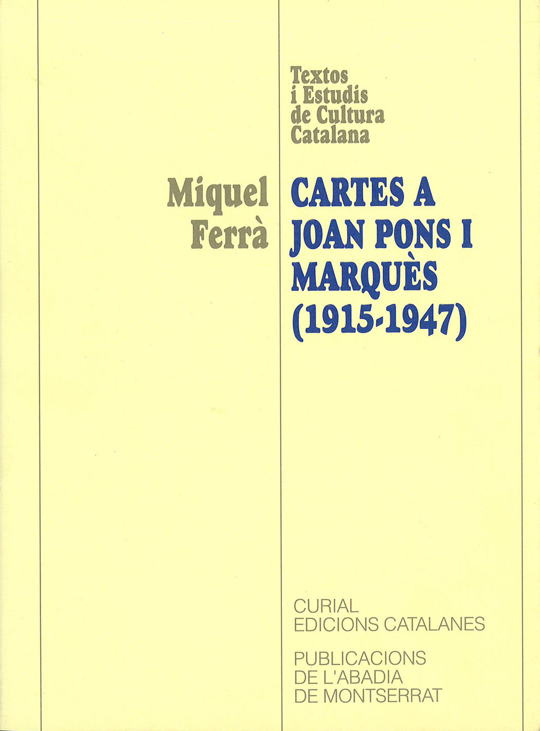 Cartes a Joan Pons i Marquès (1915-1947), de Ferrà i Martorell | portada del libro