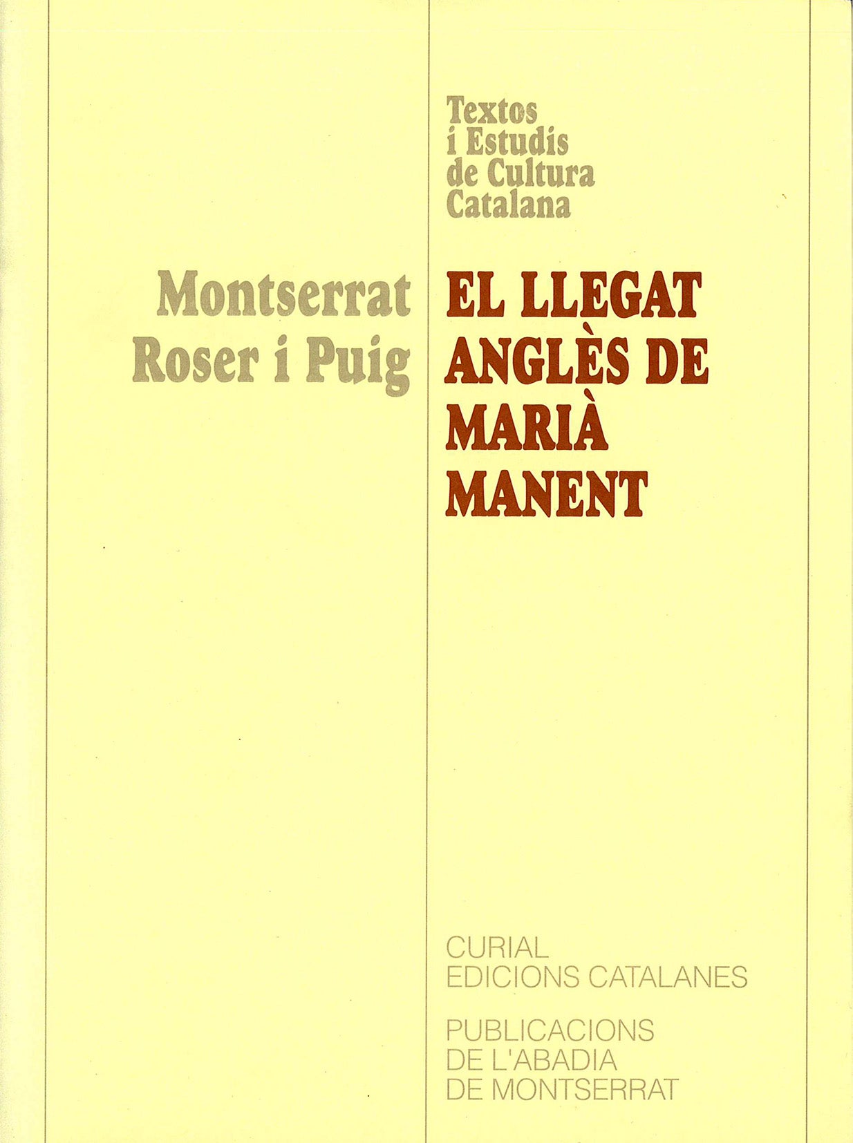 El llegat anglès de Marià Manent, de Roser i Puig | portada del libro