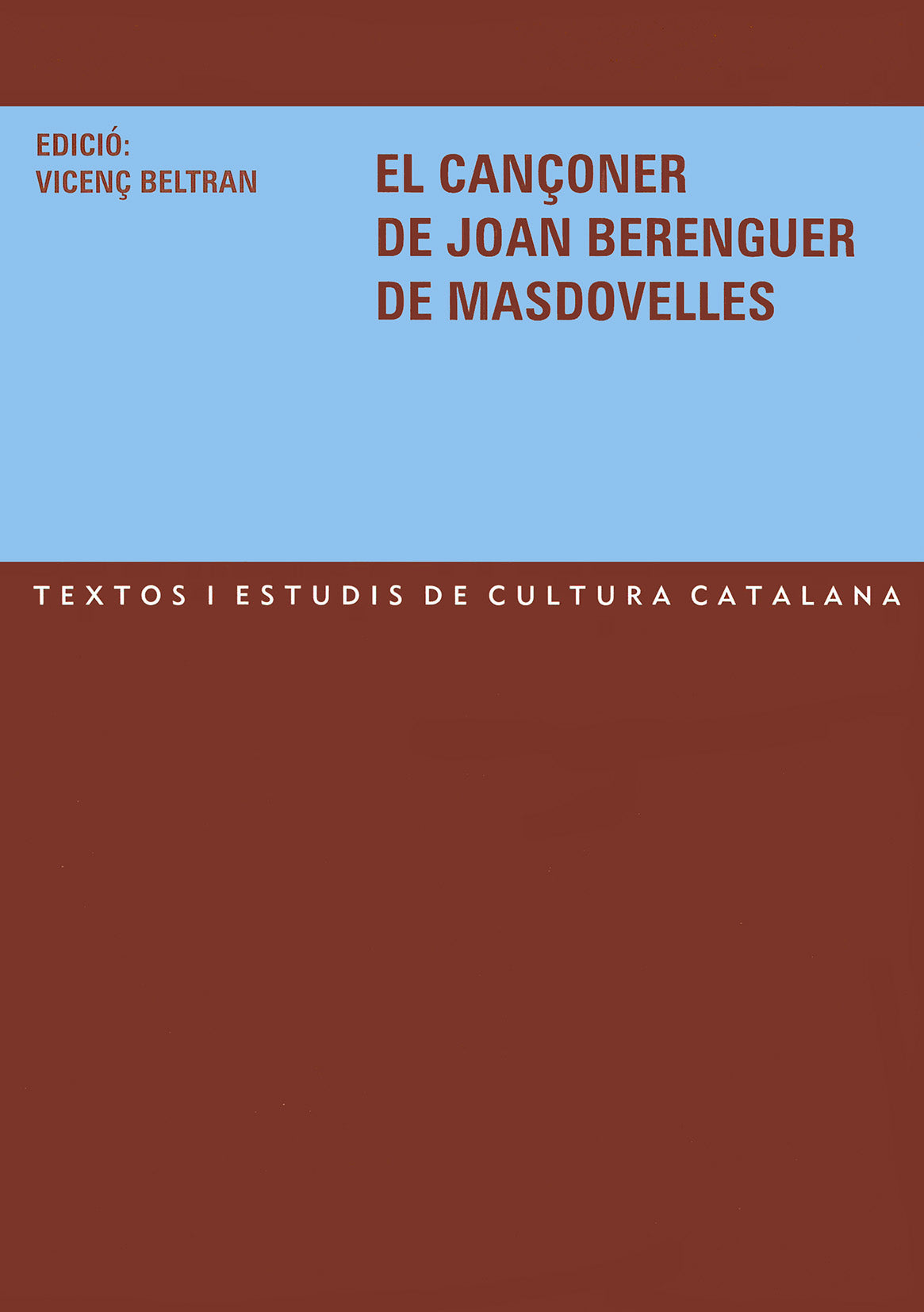 El cançoner de Joan Berenguer de Masdovelles, de Beltran | portada del libro