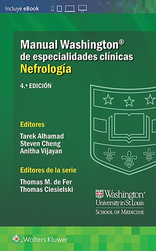 MANUAL WASHINGTON DE ESPECIALIDADES CLINICAS NEFROLOGIA 4º | portada del libro