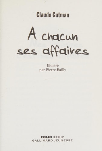 A chacun ses affaires, de Claude Gutman | portada del libro