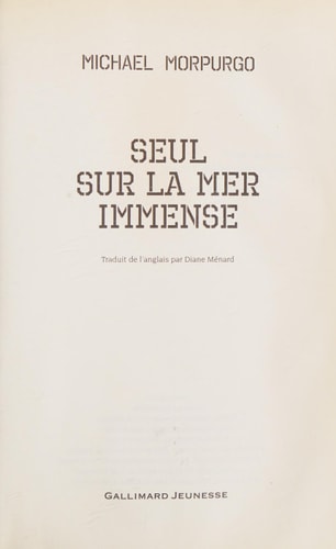SEUL SUR LA MER IMMENSE, de Michael Morpurgo | portada del libro