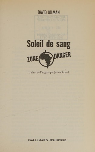 SOLEIL DE SANG, de David Gilman | portada del libro