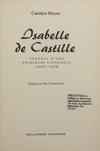 Isabelle de Castille, de Carolyn Meyer | portada del libro
