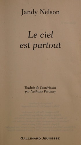 LE CIEL EST PARTOUT, de Jandy Nelson | portada del libro
