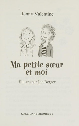 Ma petite soeur et moi, de Jenny Valentine | portada del libro