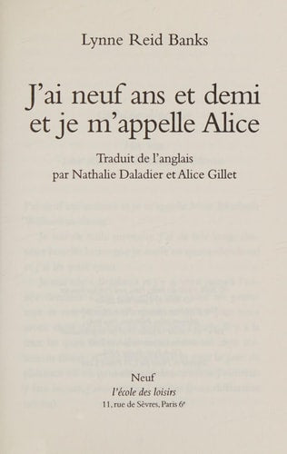 'AI NEUF ANS ET DEMI ET JE M'APPELLE, de Lynne Reid Banks | portada del libro