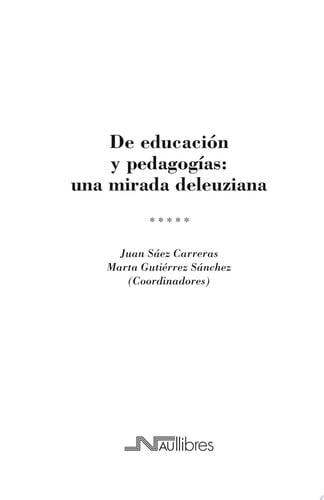 De educación y pedagogías: una mirada deleuziana, de Sáez Carreras | portada del libro