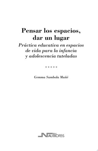 PENSAR LOS ESPACIOS DAR UN LUGAR, de SAMBOLA MAÑE | portada del libro