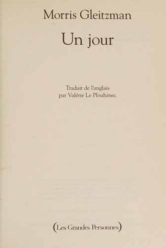 UN JOUR, de Morris Gleitzman | portada del libro