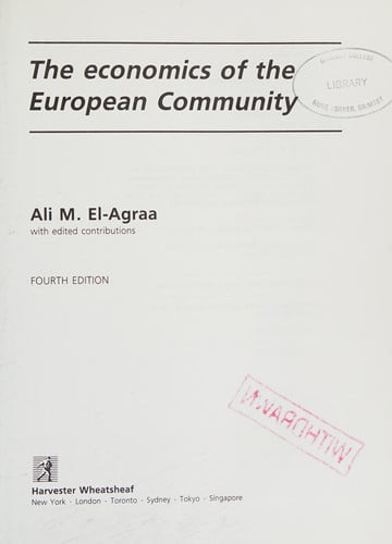 ECONOMY EUROPEAN COMMUNITY 4ªED, de AGRAA | portada del libro
