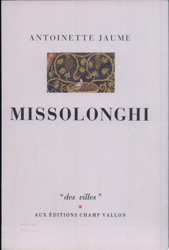 MISSOLONGHI, de Antoinette Jaume | portada del libro